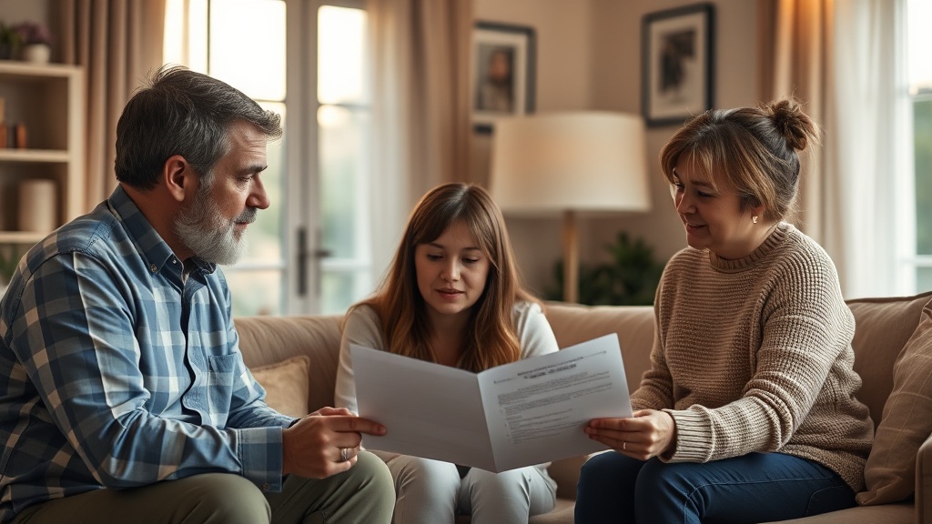 family reviewing umbrella insurance policy